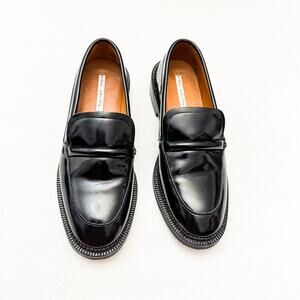 & Other Stories Black Patent Leather Penny Loafers Round Toe Size 36 Portugal